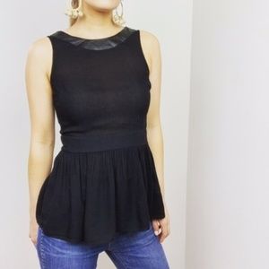 Chloe K Black Cut-Out Peplum Top